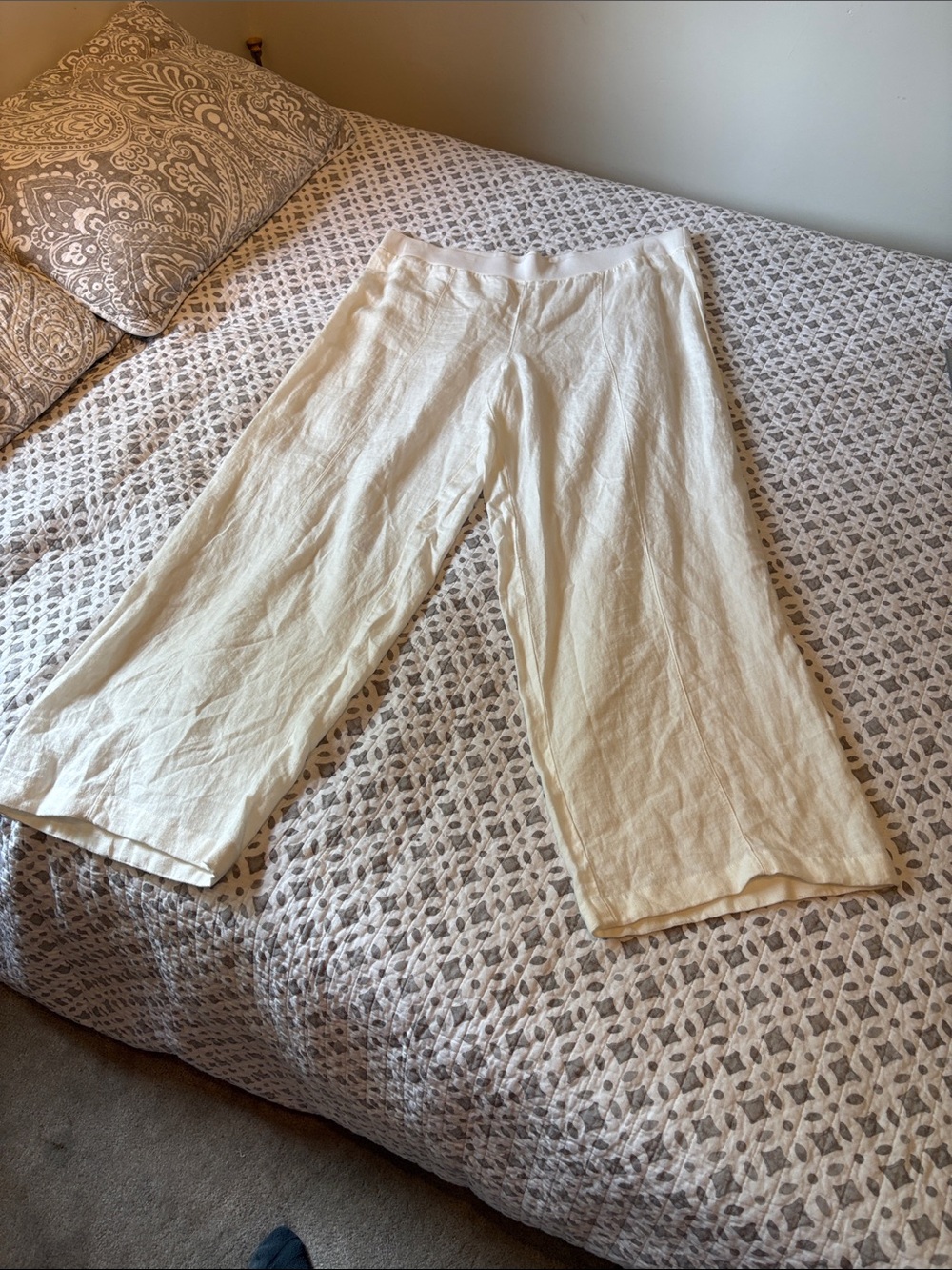 J. Jill Linen-Blend Wide Leg Pants in Cream